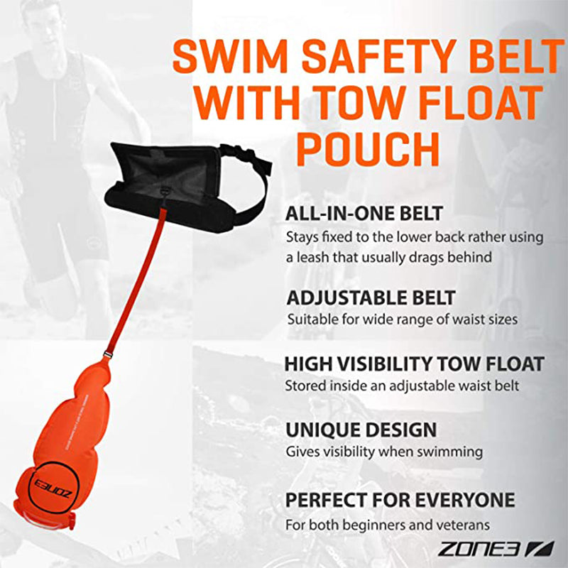 Zone3 - Safety Belt with Tow Float Pouch - HI-VIS Orange