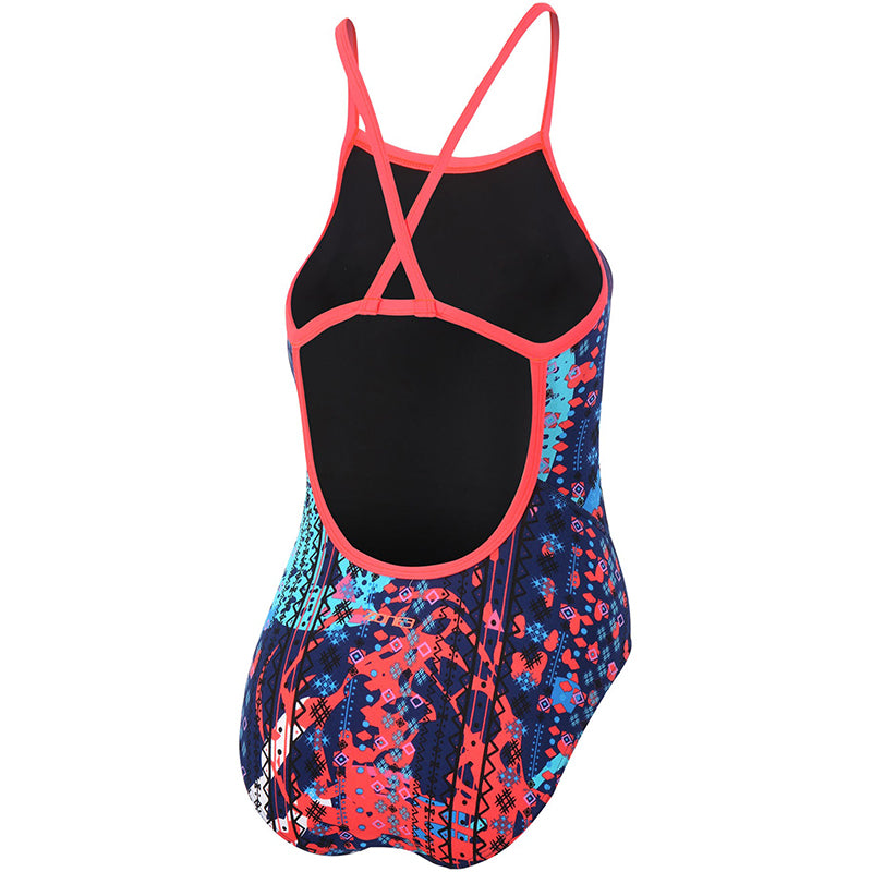 Zone3 - Womens Aztec 2.0 Strap Back Swimsuit (Navy/Red/Blue)