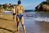 Zone3 - Womens Cosmic 3.0 Strap Back Swimsuit (Navy Blue/White)