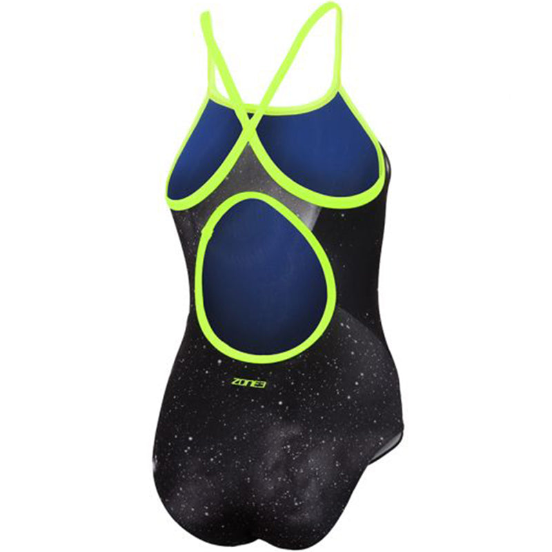 Zone3 - Womens Cosmic Bound Back Swimsuit (Black/Grey/Yellow)