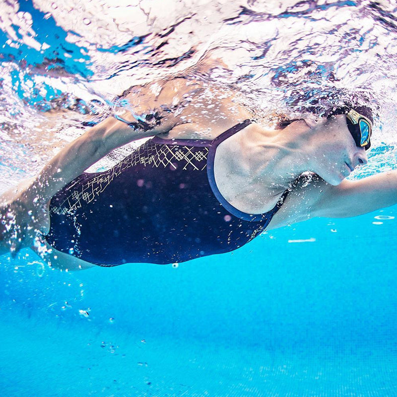 Zone3 - Women's Iconic Bound Back Swimsuit (Black/Gold)